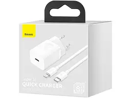 Мережевий зарядний пристрій BASEUS Super Si Quick Charger w/Type-C - Lightning Cable White (TZCCSUP-B02) - мініатюра 5