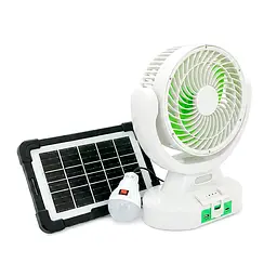 Вентилятор GDTIMES GD 8021+Ліхтар+Радіо, Solar+ вбудований акумулятор, Box
