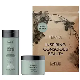 Дорожный набор по уходу за волосами Lakme Teknia Organic Balance: шампунь 100 мл + маска 50 мл