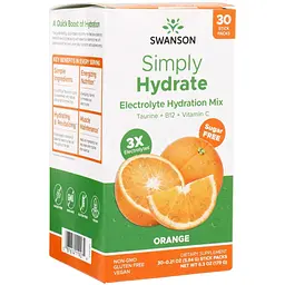 Електролітний комплекс Swanson Simply Hydrate Electrolyte Hydration Mix 30 апельсинових стіків