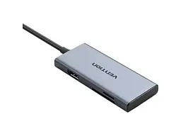USB-хаб + картридер Vention 6-in-1 0.15м Silver (TOOHB) - мініатюра 2
