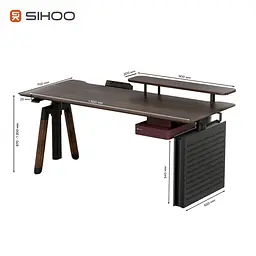 Геймерський стіл Sihoo D07 1.6m Walnut/Black (D07B-101/D07J-101-AB) - мініатюра 3