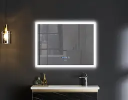 Дзеркало Mixxus Flat MR04-80x60 (LED Touch, годинник, антизапотівання, димер, регулювання яскравості) MI6928 - мініатюра 10