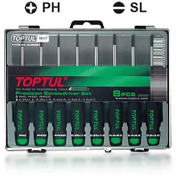 Набір викруток Toptul прецизійних 8шт. PH000-PH0, SL1.2-SL3 (GAAW0802)