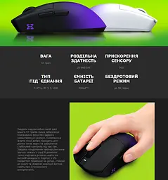 Ігрова миша HATOR HM-47 Pro Wireless Hellyberry ESports Gaming 26000dpi 50G White-Violet Gradient - мініатюра 10