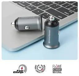 Автомобільний зарядний пристрій ArmorStandart 20 W Type-C+USB (ARM65439) сірий - мініатюра 3