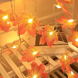 Гирлянда на Хэллоуин Кленовые листья 10 led 150 см 8 × 7 см оранжевая