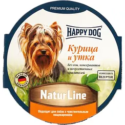 Вологий корм для собак Happy Dog Schale NaturLine НuhnEnte паштет з куркою та качкою 85 г (1002728) - мініатюра 2