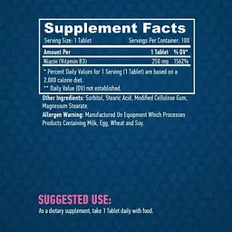 Ніацин (Нікотинова кислота, Вітамін В3) Haya Labs Niacin Time Release 250 мг 100 таблеток - мініатюра 3
