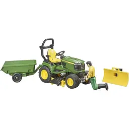Іграшкова машинка Bruder Садовий трактор John Deere з причепом та фігуркою садівника 1:16 (62104) - мініатюра 4
