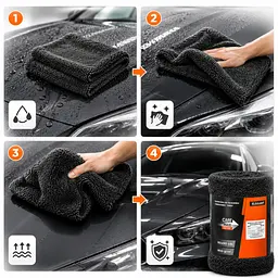 Рушник для сушіння авто Мікрофібра Twist Elegant MAXI 60х90 мм (600g/m2) Чорний (EL 100 145) - мініатюра 2