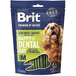 Ласощі для собак Brit Premium Dental Snacks M для середніх порід з колагеном і спіруліною 180 г (8595602573950)