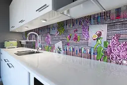 Кухонний фартух самоклеючий Бузок Фарби Пензли наклейка дошки фіолетовий 65х250 см Happy Pocket Z180357 - мініатюра 3