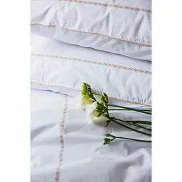 Комплект постільної білизни Ecotton Premium євро перкаль вишивка з бежевим кантом (25144) - мініатюра 6