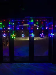 Світлодіодна гірлянда на штору бахрому мульти 3 м 138 LED від мережі Зірки ( m.02.5Т.138+S) - мініатюра 4