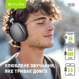 Навушники BAVIN BH-55 Hi-Res Black (HB-BH-55 BK) - мініатюра 4
