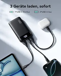 Павербанк Iniu 22.5W 20000mAh, зарядка через USB-C, 3 виходи, з підтримкою телефону - мініатюра 3