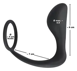 Ерекційне кільце з анальною пробкою Black Velvets Ring & Plug - мініатюра 10