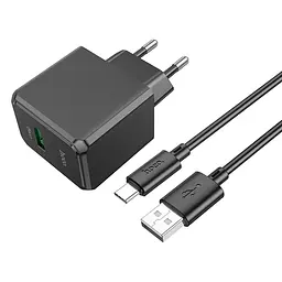 Мережевий зарядний пристрій Hoco CS12A Ocean single port QC3.0 charger set (Type-C) (EU) Чорний