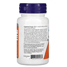 Амінокислота NOW Glutathione 250 mg, 60 вегакапсул - мініатюра 3
