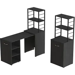 Стіл-тумба трансформер Смарт 4/1 з етажеркою Ferrum-decor 1430x1450x500 Чорний метал ДСП Сосна Кембра 16 мм (FRD-105125)
