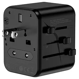 Мережевий універсальний перехідник UA012 Warrior 12W + 1USB-A/1C Black Wiwu teh0030552 - мініатюра 3