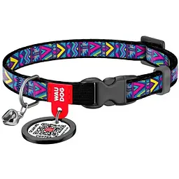 Нашийник для котів Waudog Nylon Інді з QR паспортом 20-30х1 см