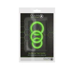 Набір ерекційних кілець Ouch! Glow In The Dark зелені