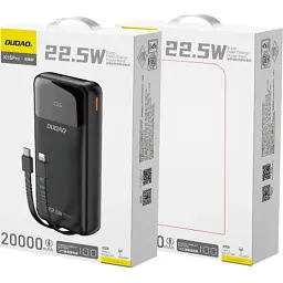 Батарея універсальна Dudao K15Pro 20000mAh PD/22.5W, QC, with built-in cables, Black (6977196682430) - мініатюра 3