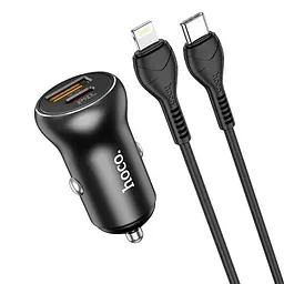 Адаптер автомобильный HOCO Type-C to Lightning Cable Smooth road car charger NZ5 30W black - мініатюра 6
