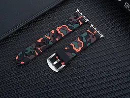 Ремінець Creasted для годинника Apple Watch 42 мм 44 мм силіконовий з пряжкою, Camouflage with orange - мініатюра 5