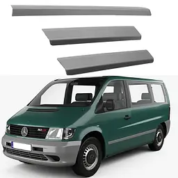 Накладки на пороги для Mercedes-Benz Vito I (W638) 1996-2003 Нержавіюча сталь із загином та Логотипом 3 шт (Premium P-ME08)