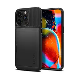 Чехол Spigen Slim Armor CS для iPhone 15 Pro Max Black (ACS06589) + защитное стекло - мініатюра 3