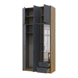 Антресоль висока Doros Ронді Дуб Артізан/Графіт 3 ДСП 121х52х65 (41516182) - мініатюра 8
