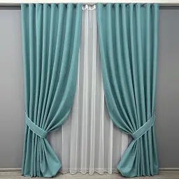Комплект штор з тюлем VR-Textil Блекаут ASHEN NIGHT, лазурний з білим, 2 штори 150×270 см + тюль 400×270 см, арт. 71-089/3