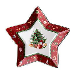 Блюдо сервірувальне новорічне для закусок Christmas 25.5 порцелянове Yiwu HP-SDHK-19