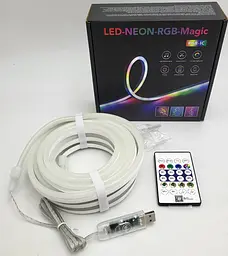 Розумна гнучка LED Neon RGB неонова стрічка шланг 5 метрів від USB керування кольорами режимами з телефону Bluetooth додатком та пульт UKC SFK-11 - мініатюра 4