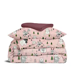 Дитяча постільна білизна в ліжечко WINTER ANIMALS CS11, сливовий (AnimalsWinterRose_97Cherry_140)
