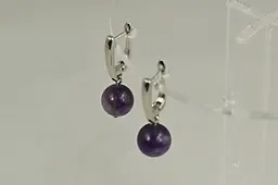 Сережки No Name підвіски кулька аметист 3 см сріблясті