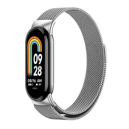 Комплект ремінці Tamister для фітнес-браслета Xiaomi Mi Band 8 та 9 Bead design Black - Milanese design Silver - мініатюра 3