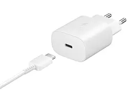 Мережевий зарядний пристрій Samsung 25W PD Wall Charger + Cable USB-C to USB-C White (EP-TA800XWEGRU) [59958] - мініатюра 5