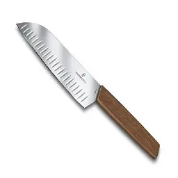 Кухонний ніж Victorinox Swiss Modern Santoku лезо 17см ріфл. с горіх. ручкою у подар.упак. - мініатюра 2