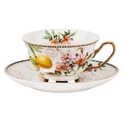 Чашка з блюдцем Elisey Elegant Past білий з жовтим 200 мл (9217-008)