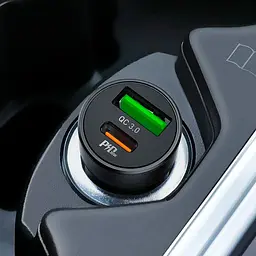 Автомобільний зарядний пристрій Hoco Z32B QC3.0 1 USB + Type-C Black + USB Cable iPhone - мініатюра 3