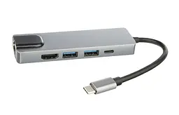 Док-станція RIAS BYL-2007 5в1 USB Type C - PD/USB/HDMI/RJ-45 (3_00418) - мініатюра 2