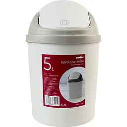 Відро для сміття MBM My Home з кришкою 5 л сіре (BIN-10 5L GRAY)