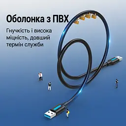 Кабель Vention CONBI USB 3.0 USB-A - USB-A 3 м чорний (CONBI) - мініатюра 9