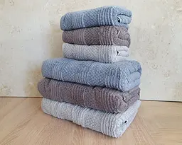 Набір турецьких махрових рушників Cestepe MicroCotton Premium 3 штуки 50x90 + 3 штуки 70х140 Nesha щільність 600 г/м2 - мініатюра 7