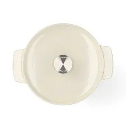 Каструля чавунна з кришкою KitchenAid 22 см 3,3 л колір мигдальний крем (CC006056-001) - мініатюра 3