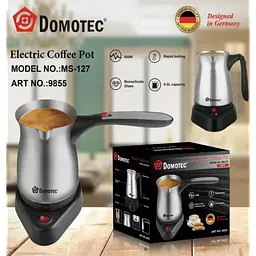 Електротурка настільна мережева для меленої кави 600 Вт Domotec MS-127 міні кавоварка електрична об’ємом 500 мл з складною ручкою Чорний із сріблястим - мініатюра 12
